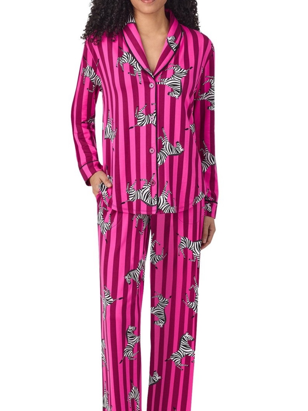 Room Service Pink Stripe Zebra Pajama Set 2 Piece Lounge Sleepwear PJs Viral